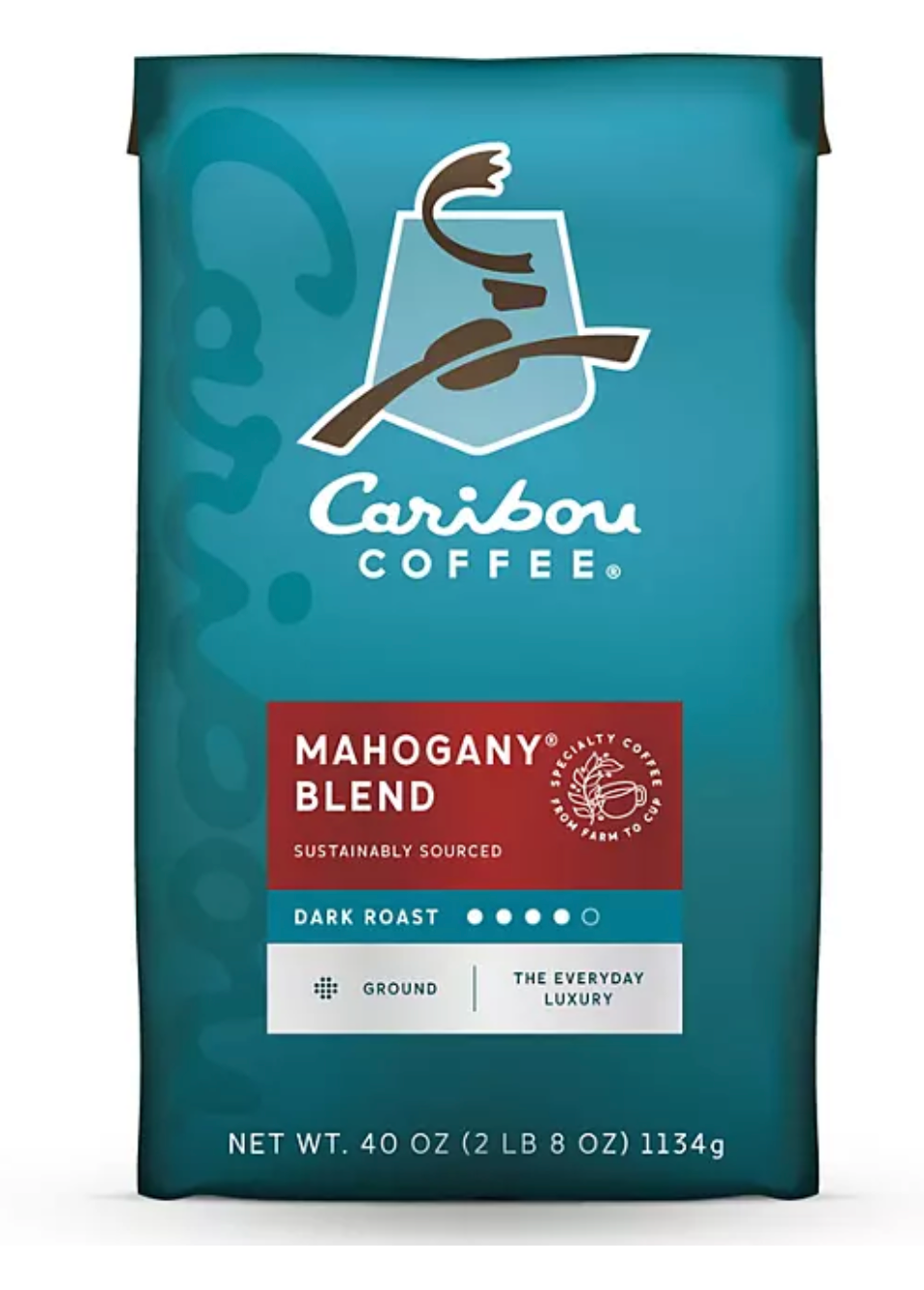 Caribou Dark Roast Ground Coffee, Mahogany 40 oz.