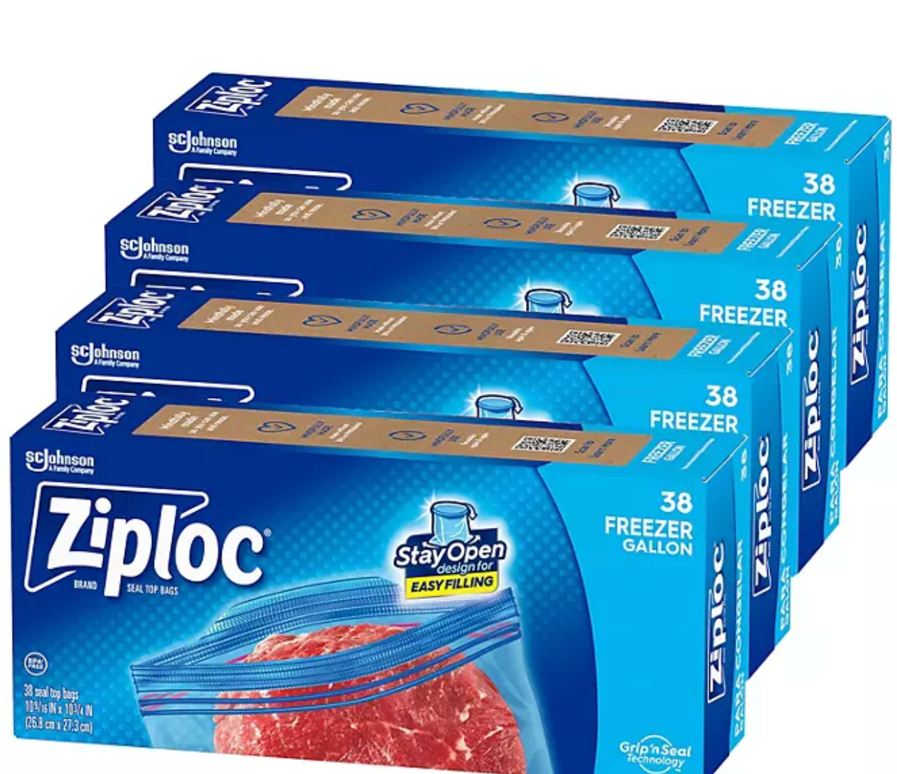 Ziploc Stay Open Design Gallon Freezer Bags, 152 ct.