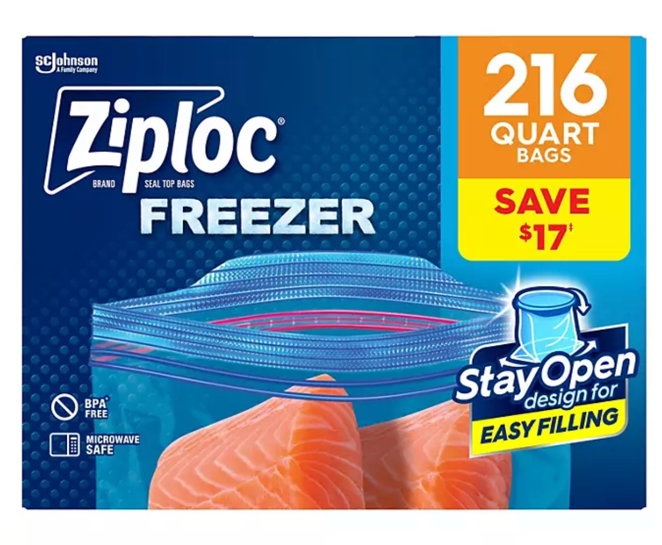 Ziploc Seal Top Quart Freezer Bags, 216 ct.