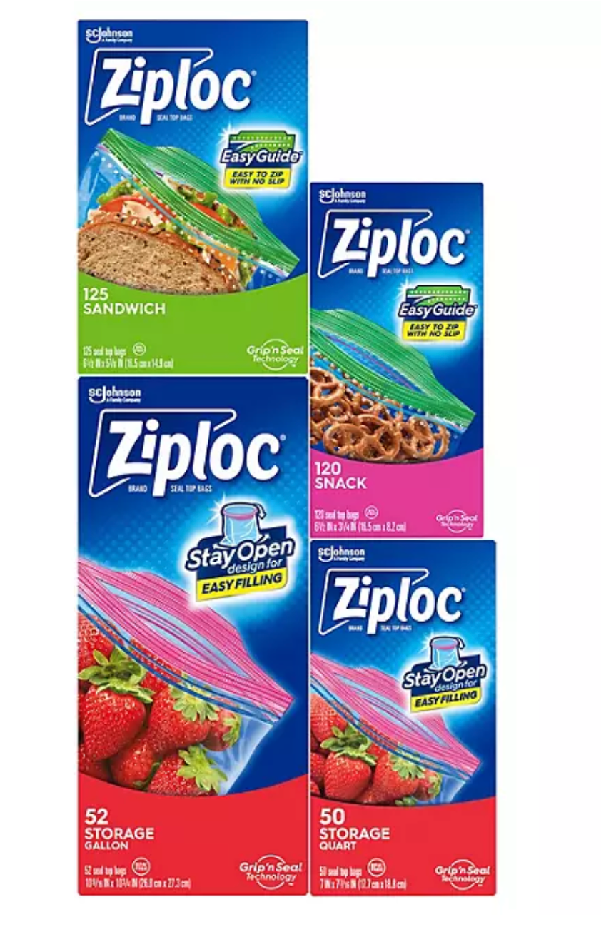 Ziploc Easy Open Bags Variety Pack with New Stay Open Design, 347 ct.