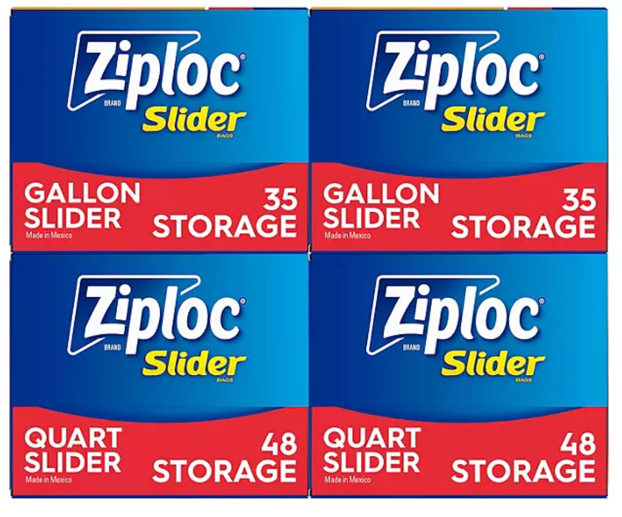 Ziploc Slider Storage Bags Variety Pack, Quart 96 ct., Gallon 70 ct.