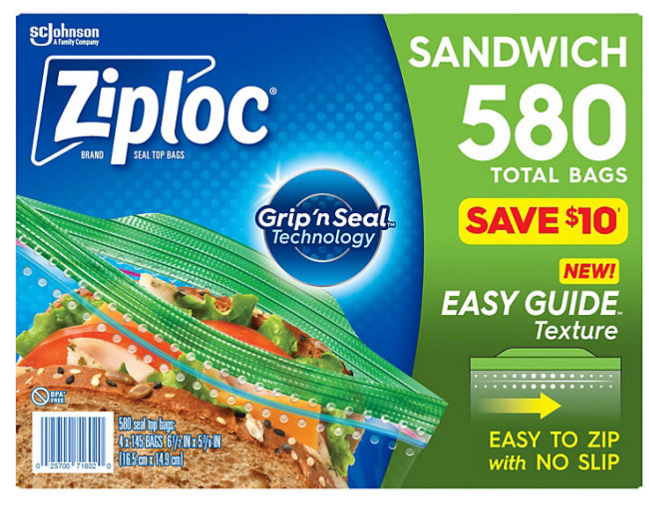 Ziploc Easy Open Tab Sandwich Bags, 580 ct.