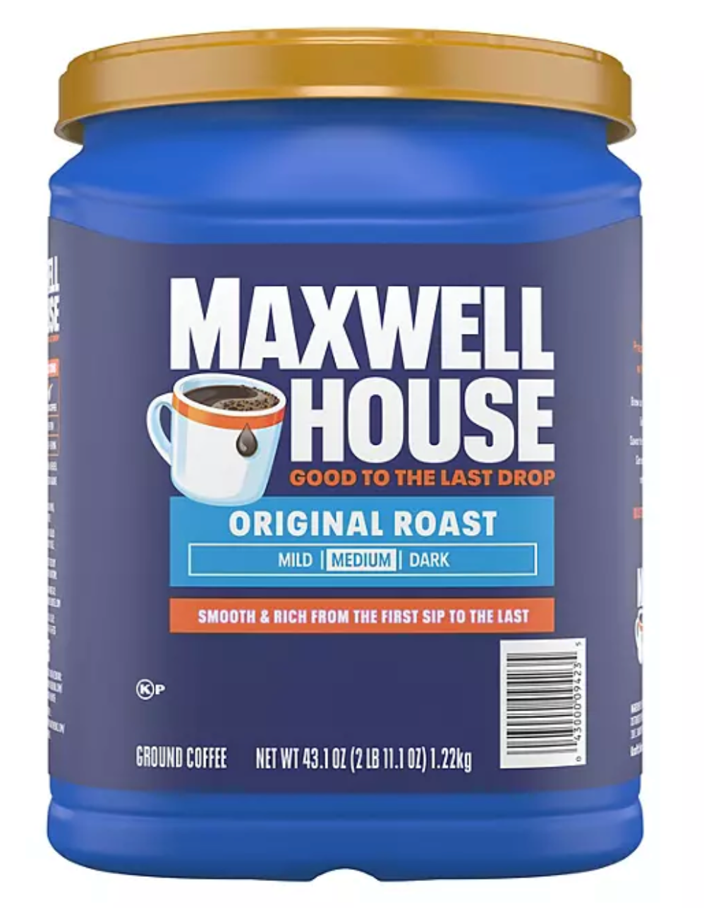 Maxwell House Original Roast Medium Ground Coffee, 43.1 oz.