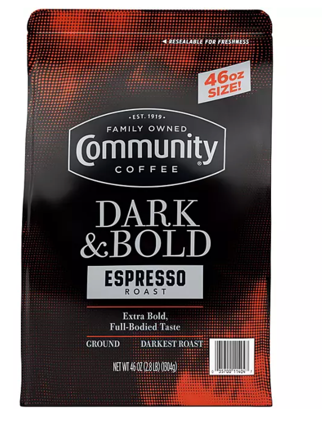 Community Coffee Espresso Roast Ground Coffee, Dark and Bold 46 oz.