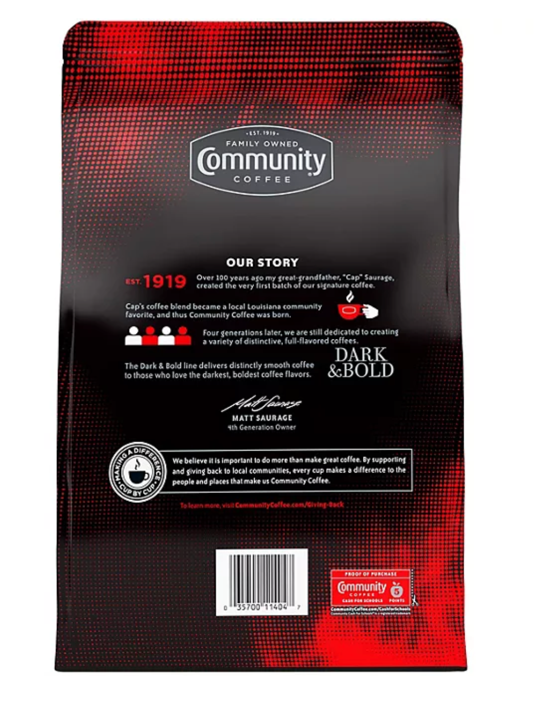 Community Coffee Espresso Roast Ground Coffee, Dark and Bold 46 oz.