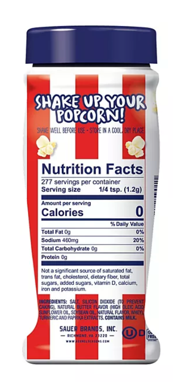 Kernel Season's Flavored Popcorn Seasoning, Movie Theater Butter Salt, 11.75 oz.