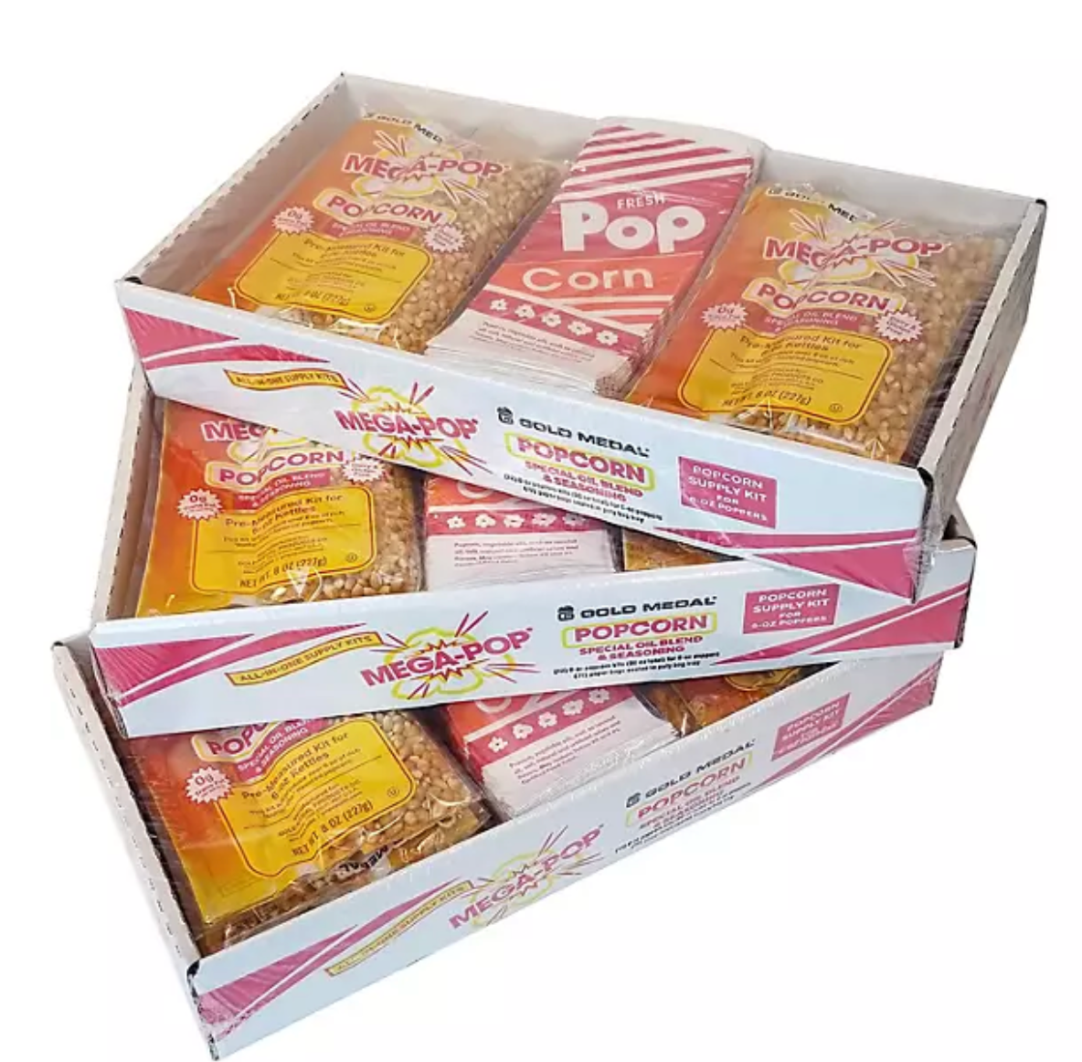 Gold Medal Mega-Pop All-In-One Popcorn Supply Kit for 6 oz. Poppers