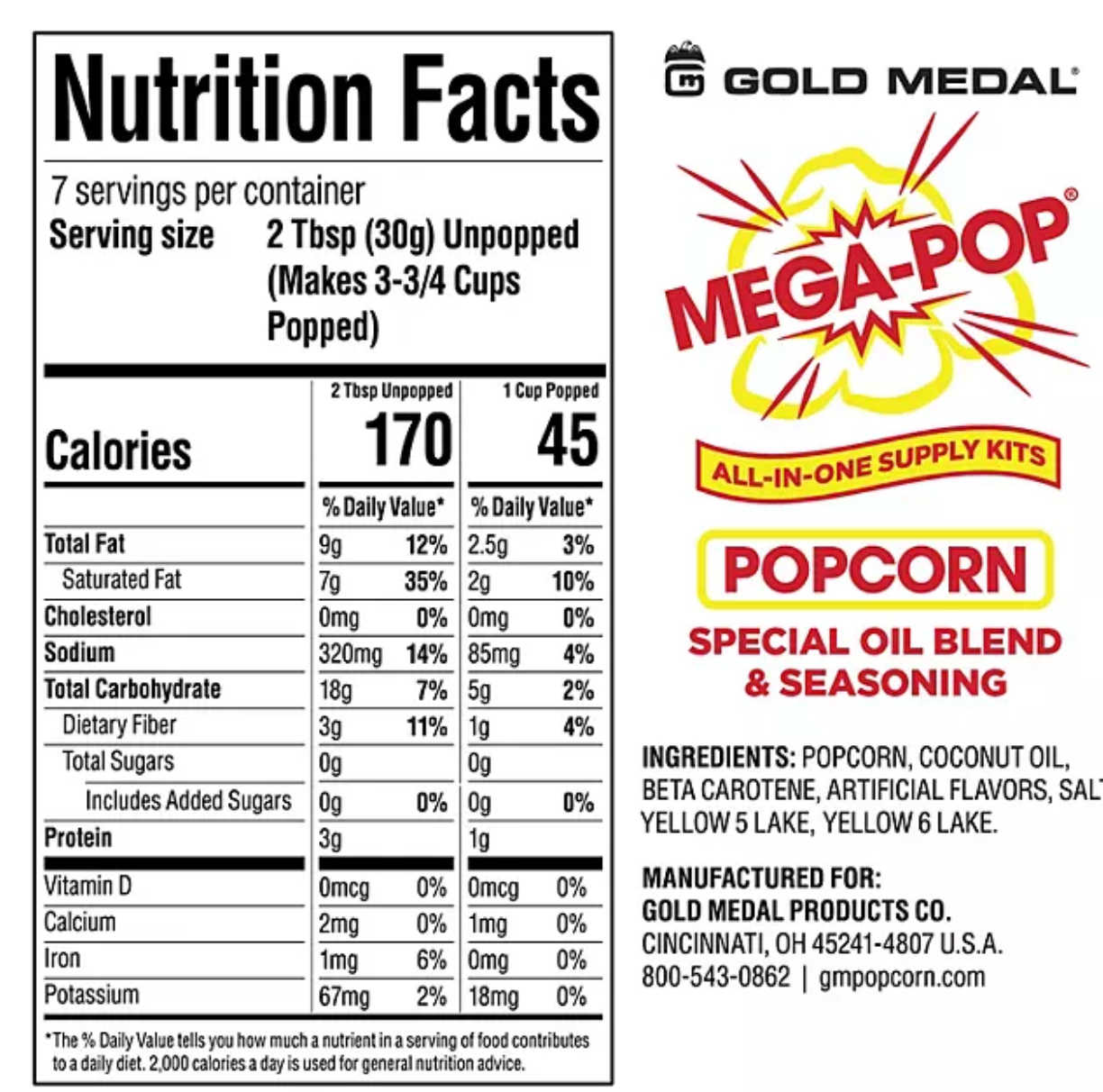 Gold Medal Mega-Pop All-In-One Popcorn Supply Kit for 6 oz. Poppers