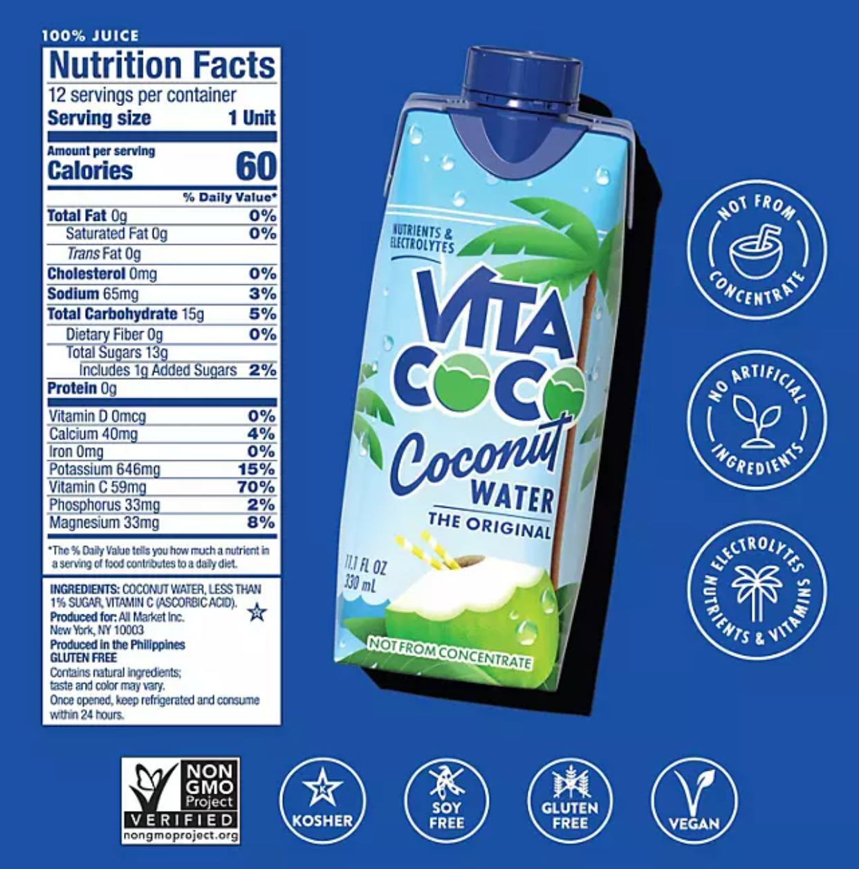 Vita Coco Coconut Water 11.1 fl. oz., 18 pk.