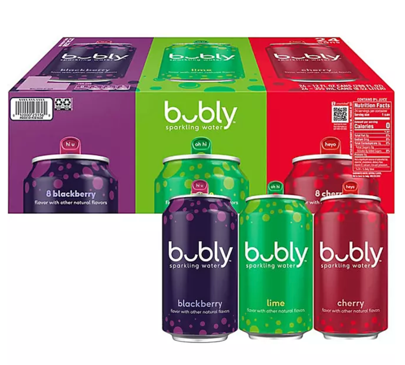 bubly Sparkling Water Variety Pack, 12 fl. oz., 24 pk.