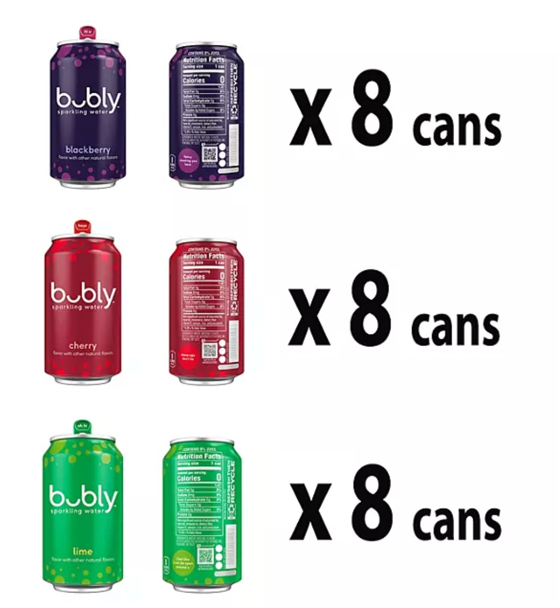 bubly Sparkling Water Variety Pack, 12 fl. oz., 24 pk.