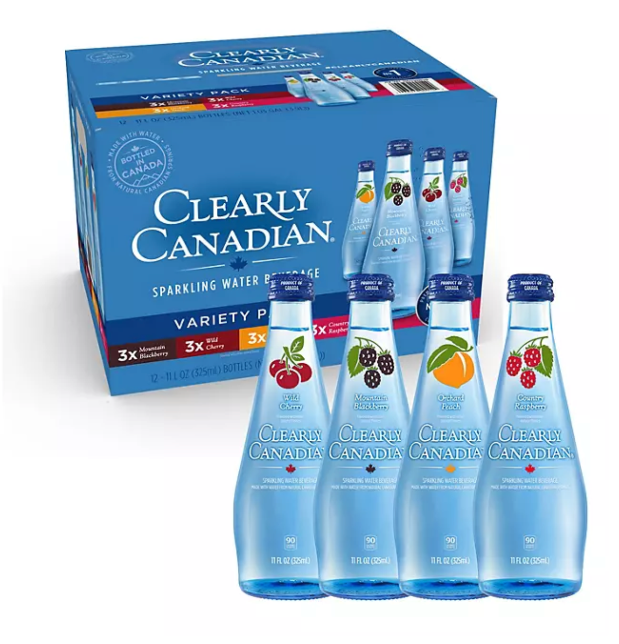 Clearly Canadian Variety Pack Sparkling Water, 11 fl. oz., 12 pk.