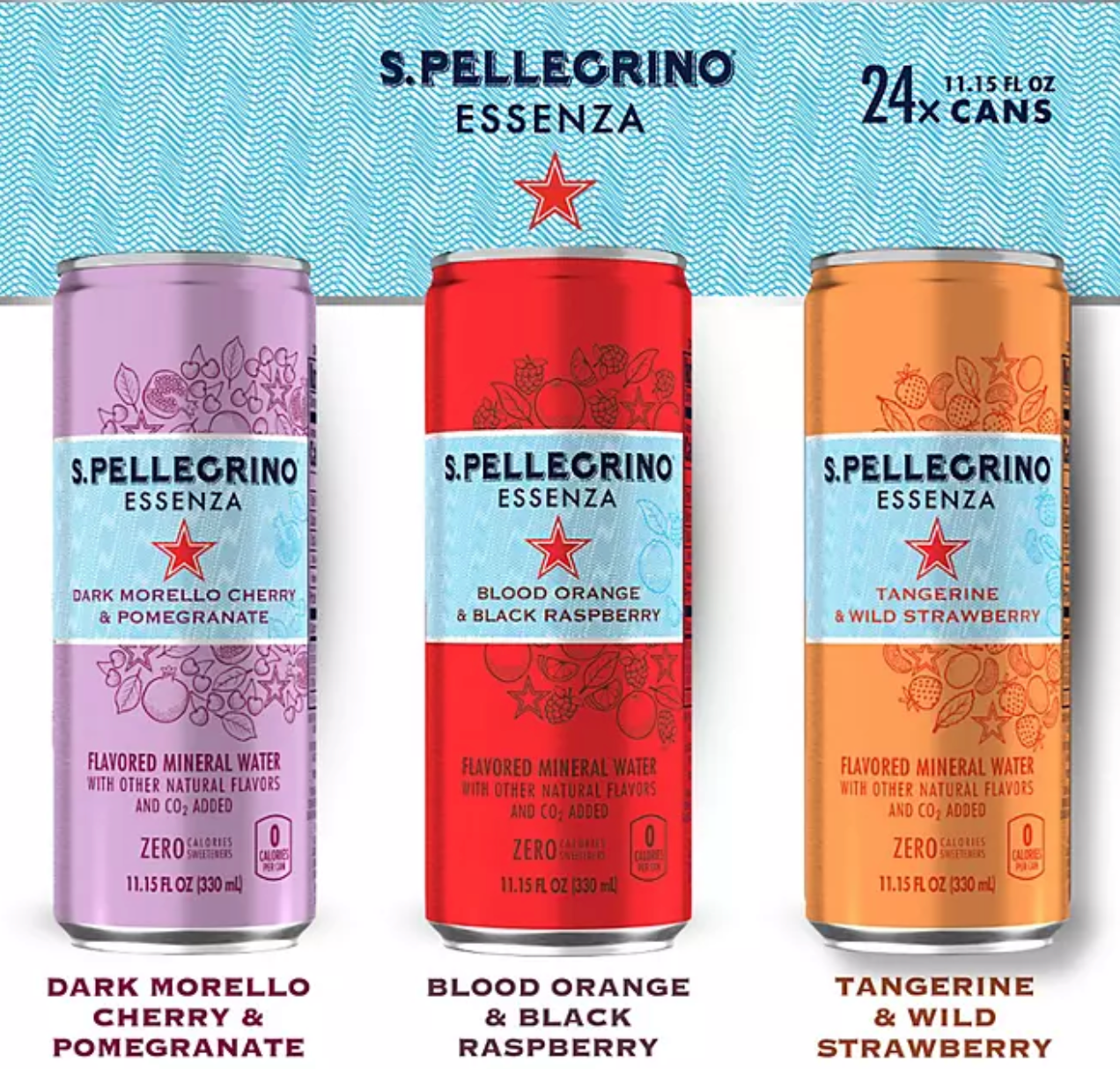 S.Pellegrino Essenza Flavored Mineral Water Variety Pack, 11.15 fl. oz., 24 pk.