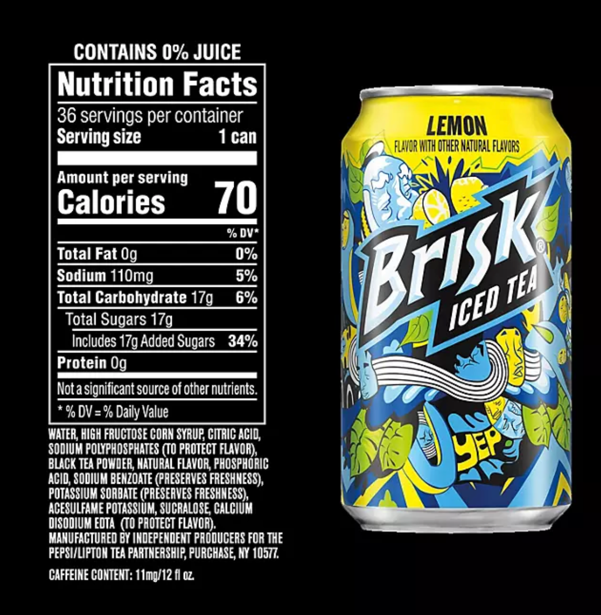 Lipton Brisk Lemon Iced Tea 12 fl. oz., 36 pk.