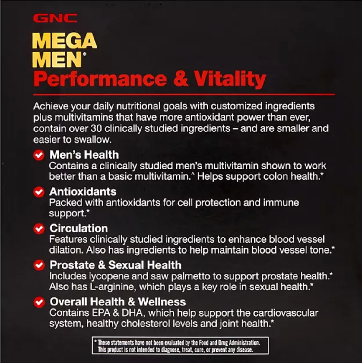 GNC Mega Men Performance & Vitality Vitapak 30 ct.