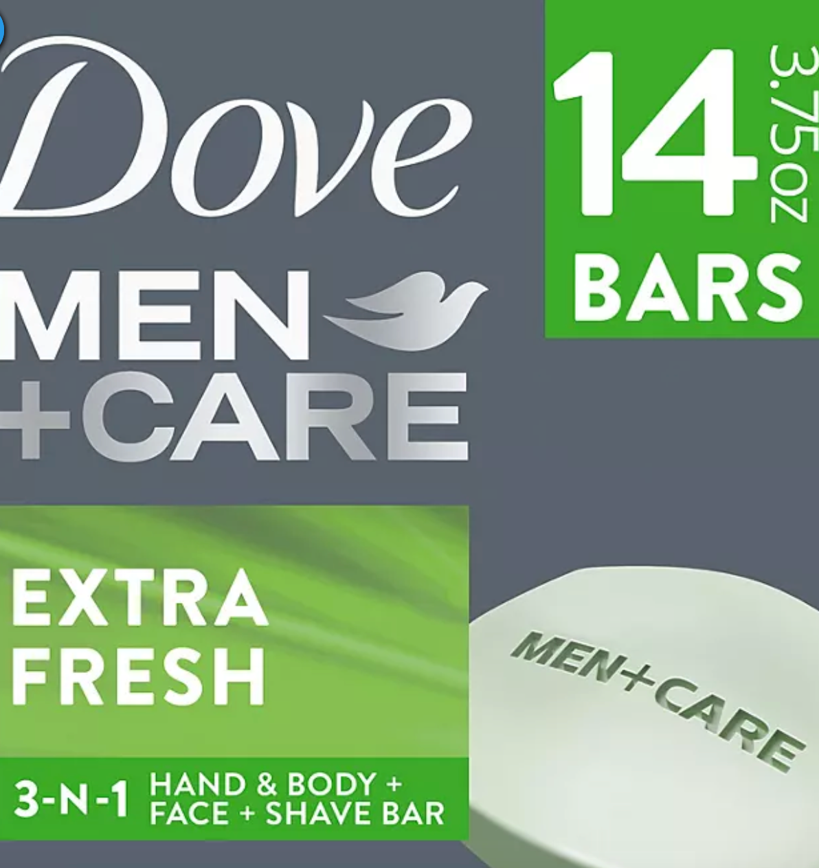 Dove Men+Care Body and Face Bar Soap, Extra Fresh, 3.75 oz., 14 ct.