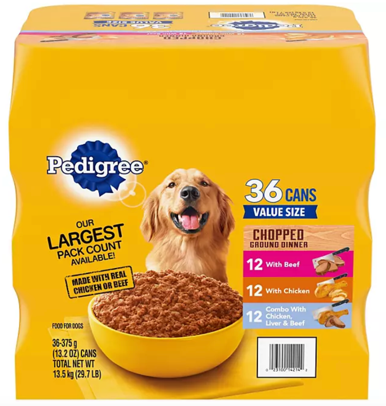 Pedigree Chopped Ground Dinner, Variety Pack, 13.2 oz., 36 ct.