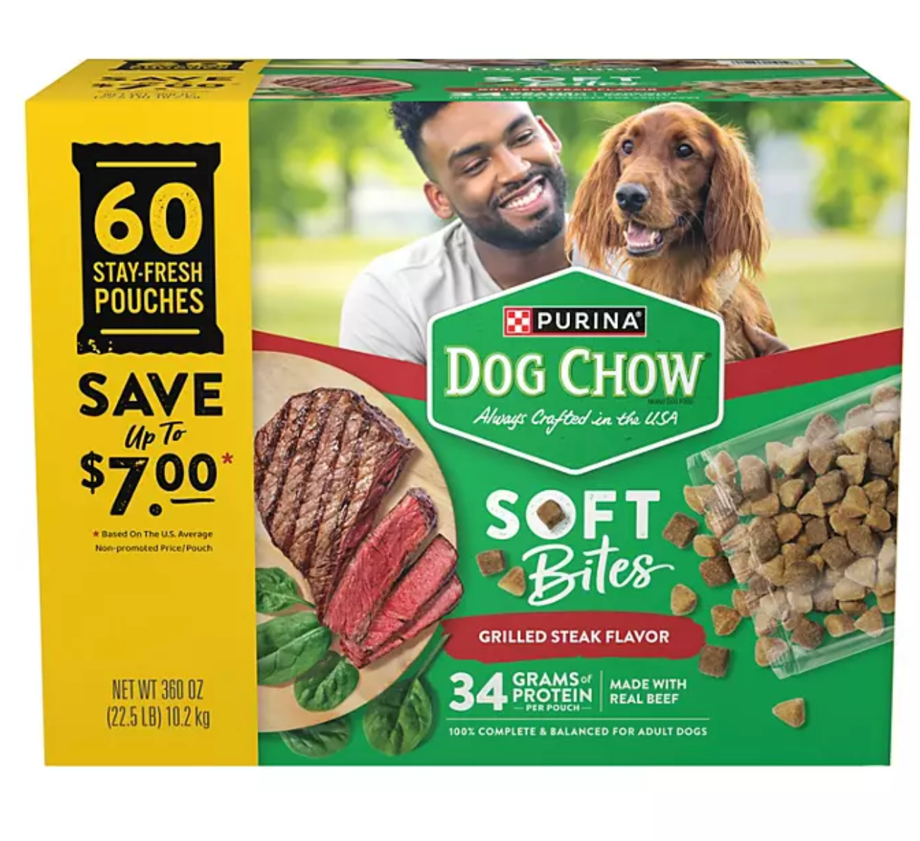 Purina Dog Chow Soft Bites Dog Food, Grilled Steak Flavor, 60 ct.