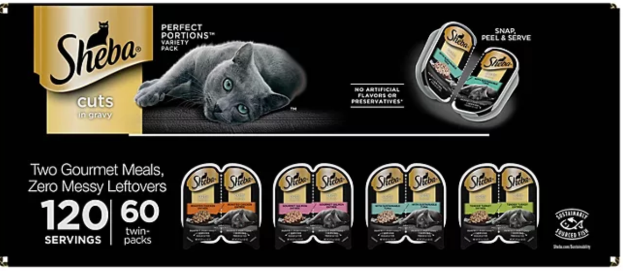 Sheba Perfect Portions Wet Cat Food Trays, Variety Pack 60 ct., 2.6 oz.