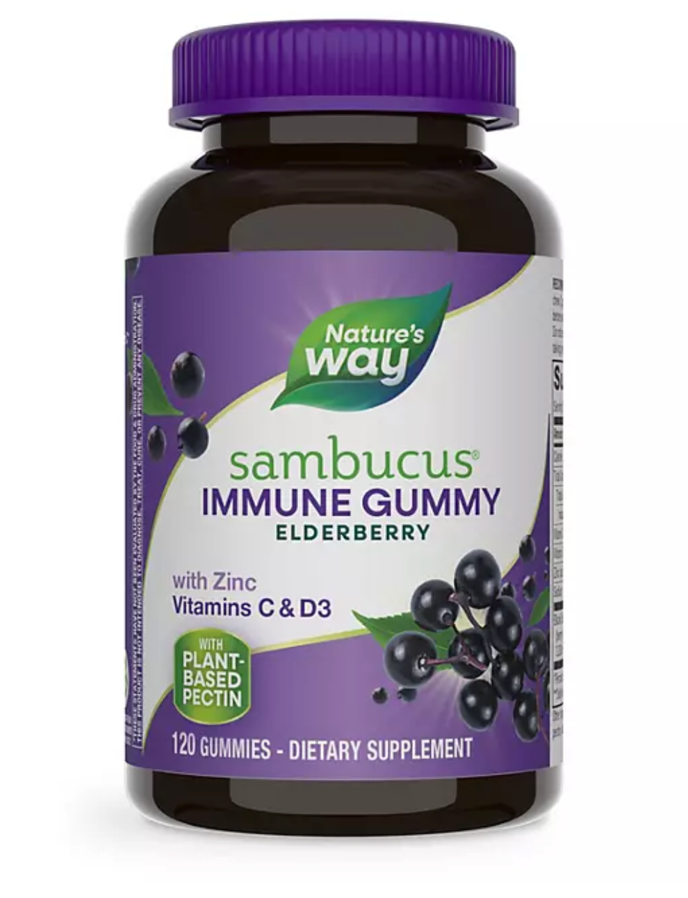 Nature’s Way Sambucus Immune Gummies, Elderberry, Vitamin C, Vitamin D3, Zinc, 120 ct.