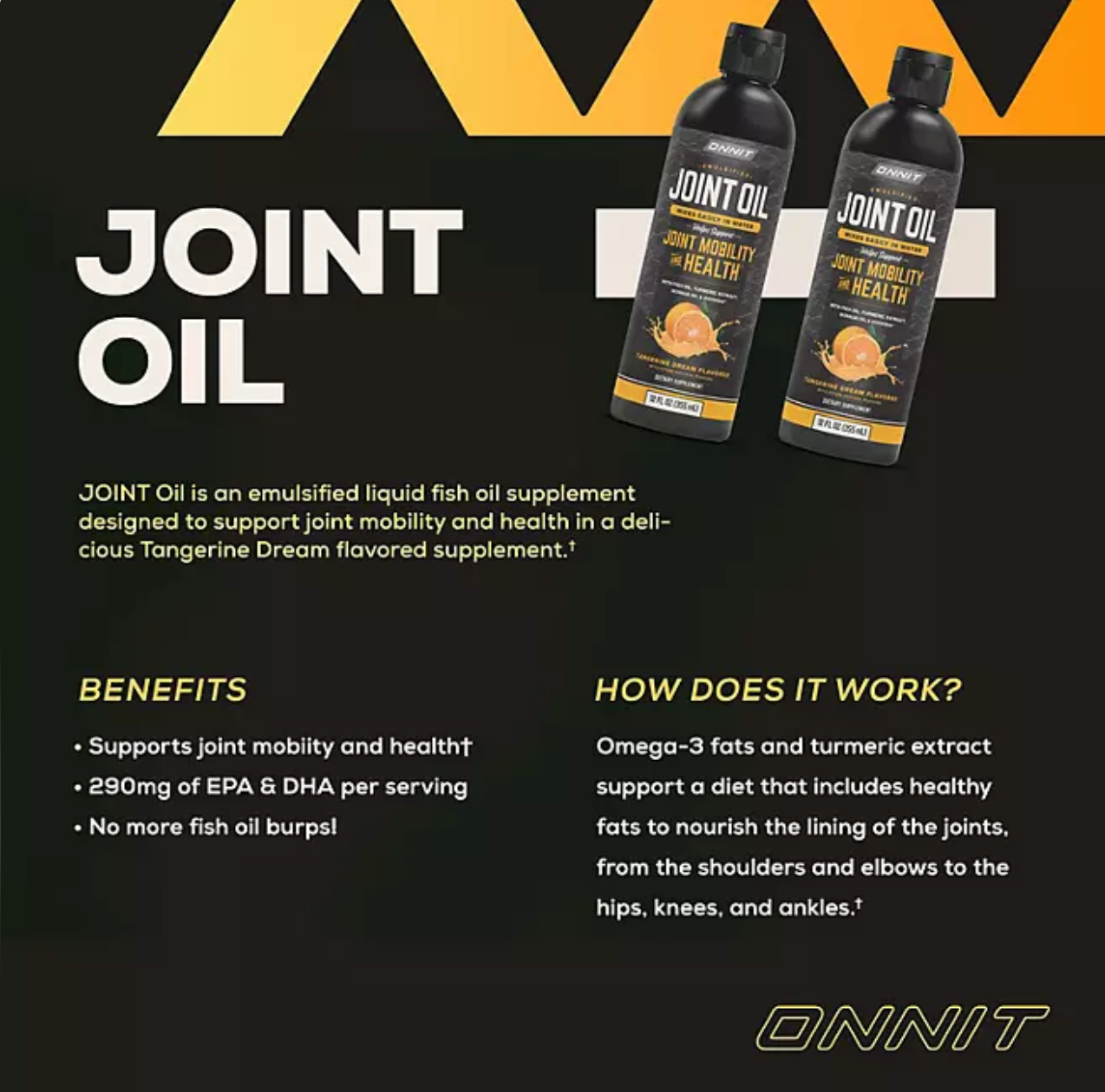 ONNIT Joint Oil: Liquid Fish Oil to Support Joint Health and Mobility, Tangerine Flavor 2 pk., 12 fl. oz.