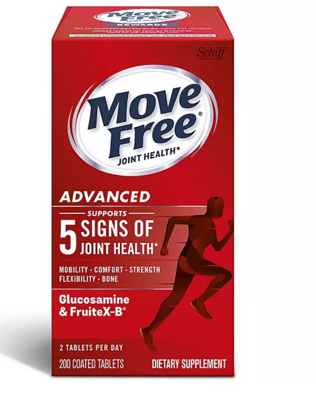 Move Free Advanced Glucosamine Joint Health Support Supplement Tablets, 200 ct.