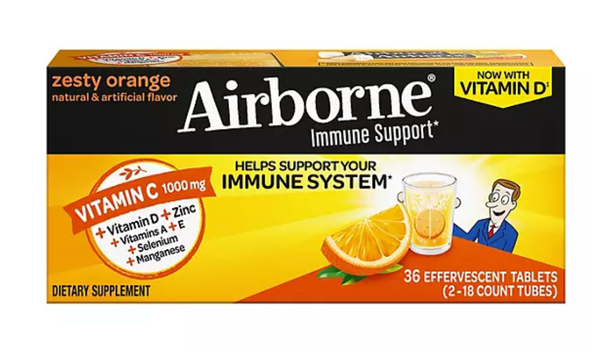 Airborne Immune Support Effervescent Tablets, Sugar-Free Zesty Orange 36 ct.