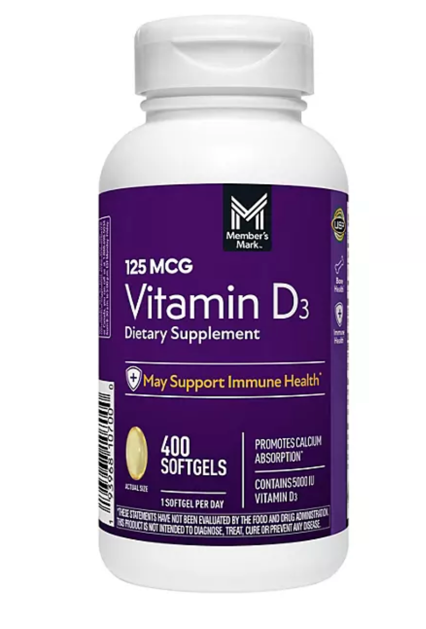 Vitamin D3, 125 mcg 5000 IU Softgels, 400 ct.