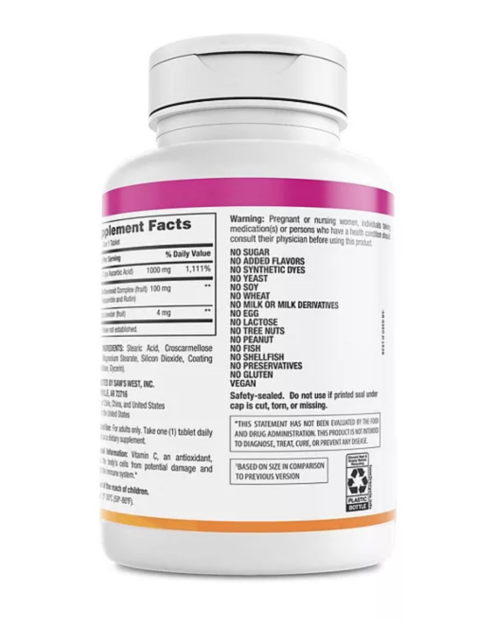 Vitamin C 1000 mg plus Citrus Bioflavonoids & Rose Hips Tablets 500 ct.